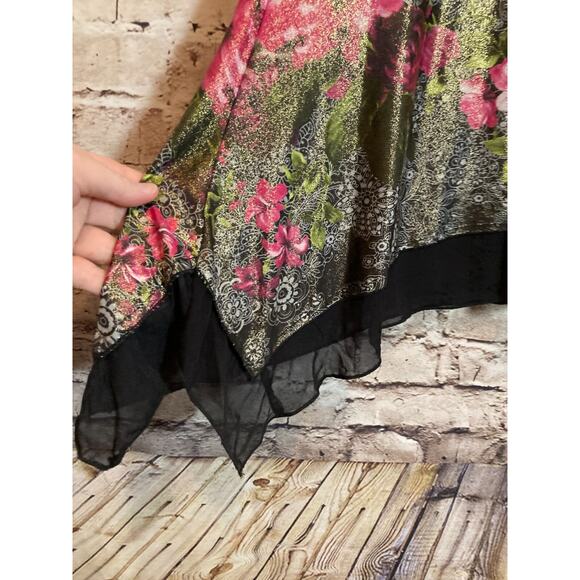 From The Heart Dress Womens XL Artsy Mixed Print Asymmetric Hem Flowy Glitter - Picture 16 of 16